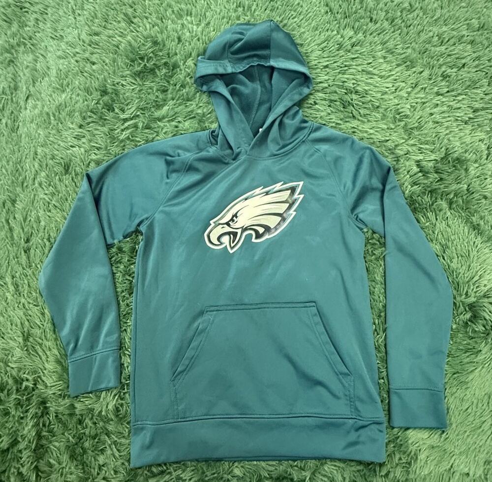 NFL Team Apparel Philadelphia Eagles Youth Hoodie Pullover Teal Green Large